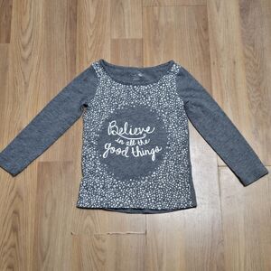 Cherokee Girls Gray Long Sleeve "Believe In All The Good Things" Shirt Size XS